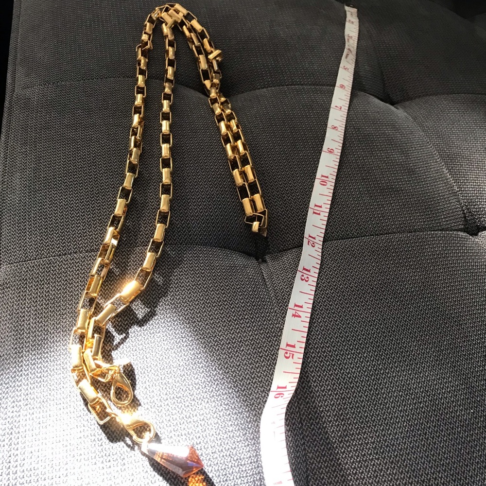 NWOT Joan Rivers link necklace w amber bead accent